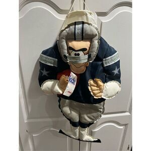NWT Vintage Football Player Windsock Flag Cowboys Blue White Gray Novelty